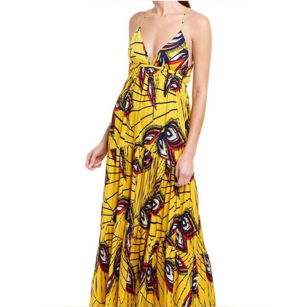 ba&sh Yellow Plunge Maxi Sundress Resort Wear